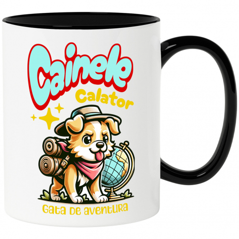 CAINE - Cana Personalizata Câine Călător – Tricou Personalizat Aventurier | Cadou Iubitori de Câini