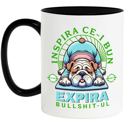 Cana Personalizata Câine Gras Haios în Poziție de Yoga – Relaxare și Sport pentru Familie și Copii