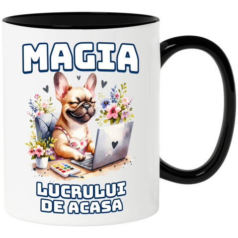CAINE - Cana Personalizata Câine la Birou – Magia Lucrului de Acasă | Tricou Personalizat