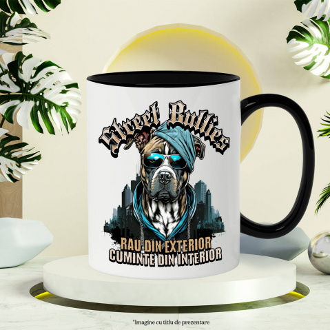 Cana Personalizata „Câine Portret Stil Gangster – Rau Din Exterior, Cuminte Din Interior – Cadou Personalizat” [2]