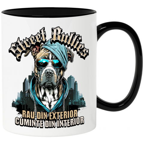 CAINE - Cana Personalizata „Câine Portret Stil Gangster – Rau Din Exterior, Cuminte Din Interior – Cadou Personalizat”