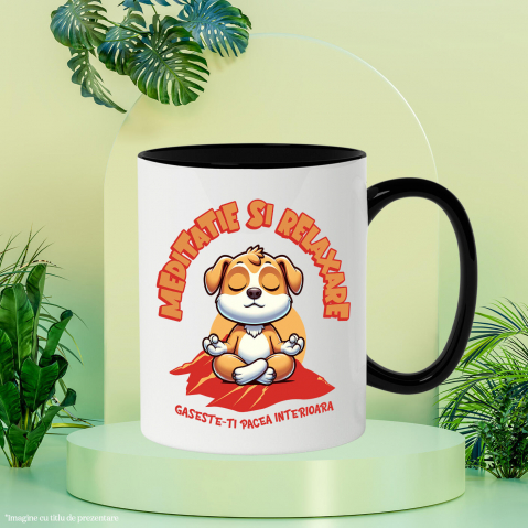 Cana Personalizata Câine Relaxat în Yoga – Meditație și Relaxare | Tricou Personalizat [2]