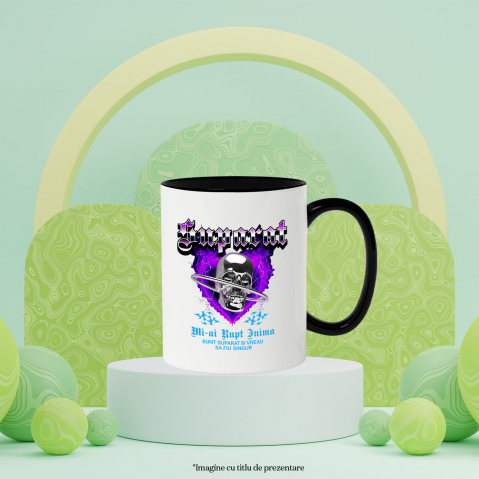 Cana Personalizata Cap de craniu metalic personalizat cu mesaj „Mi-ai rupt inima, sunt suparat și vreau să fiu singur” [2]