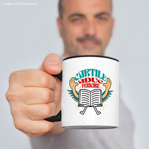 Cana Personalizata Carte Deschisă cu Mâini Ridicate - Cărțile Aduc Fericire și Educație [1]