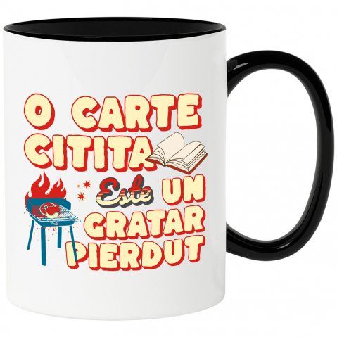 Amuzante - Cana Personalizata „O carte citită este un grătar pierdut!” - Mesaj Amuzant pentru Iubitorii de Grătar și Cărți
