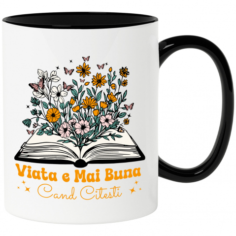 Cana Personalizata Carte Deschisă cu Plante Colorate - Educație și Dezvoltare Personală prin Citit