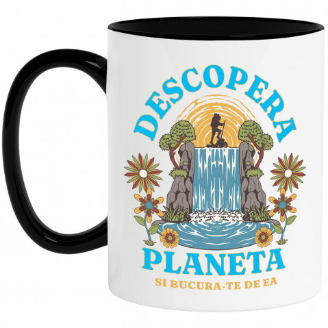 Planeta - Cana Personalizata "Cascada Natura Aventura Călător pe Stâncă – Cadouri pentru iubitorii de natură și călătorii"