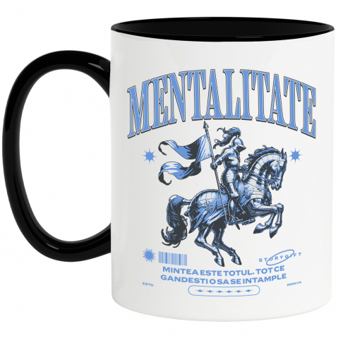 Razboinic - Cana Personalizata Cavaler cu steag și armăsar – Portret personalizat cu mentalitate motivantă