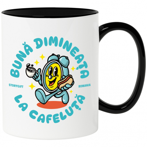 Citate - Cana Personalizata Ceas Mecanica „Buna Dimineața” – Cadou Personalizat Cu Cafea și Hot-Dog | Dimineața Perfectă