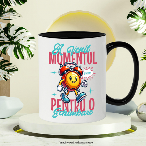 Cana Personalizata Ceas Mecanics Galben cu Mesaj Inspirațional – A venit momentul pentru o schimbare [2]