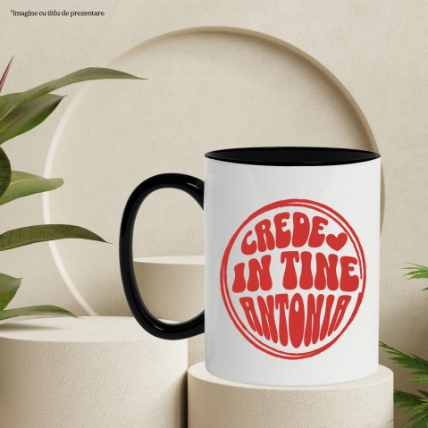 Cana Personalizata "Cerc Roșu Inimioară Suflet Crede În Tine - Cadou Personalizat pentru Antonia, Iubire și Prietenie" [2]