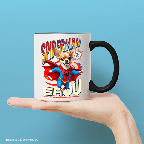 Cana Personalizata Chihuahua în Costum Spider-Man - Cadou Personalizat pentru Copii și Familie [1]