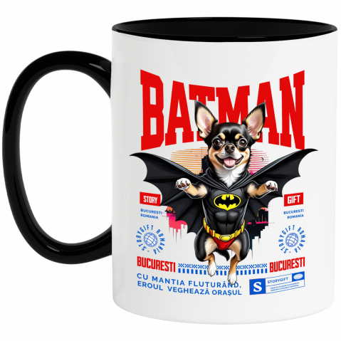 Supereroi - Cana Personalizata Chihuahua În Costum de Batman – Câine Supererou pentru Copii și Iubitorii de Animale