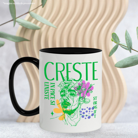 Cana Personalizata Chip Uman cu Flori Colorate - Mesaj „Crește în Pace și Liniște, Dragoste” - Cadou Personalizat [2]
