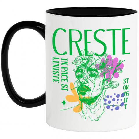 Mixed - Cana Personalizata Chip Uman cu Flori Colorate - Mesaj „Crește în Pace și Liniște, Dragoste” - Cadou Personalizat