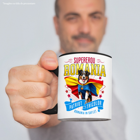 Cana Personalizata Ciobănesc Australian în Costum de Căpitan România – Cadou Personalizat pentru Iubitorii de Câini [1]