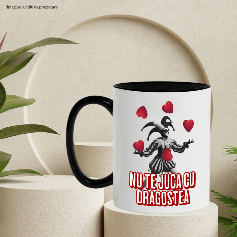 Cana Personalizata Clovn Jonglând cu Inimi „Nu te Juca cu Dragostea Mea” – Cadou Personalizat de Valentine's Day [2]