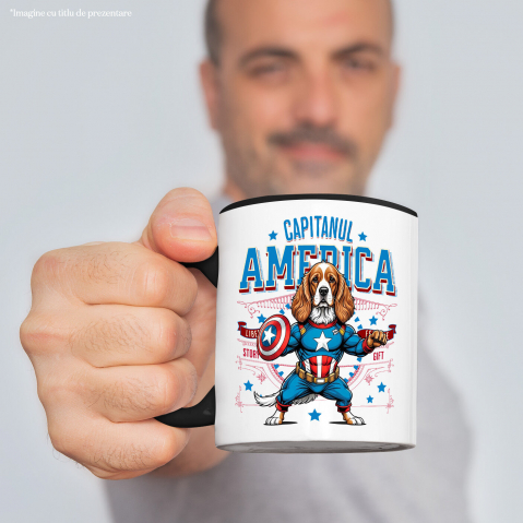 Cana Personalizata Cocker Spaniel în Costum de Captain America - Cadouri Personalizate pentru Iubitorii de Animale [1]