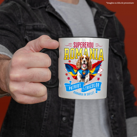 Cana Personalizata Cocker Spaniel în Costum de Căpitan România – Cadou Personalizat Unic pentru Iubitorii de Câini [1]