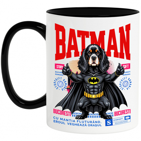 Supereroi - Cana Personalizata Cocker Spaniel în Costum de Batman – Supererou Adorabil pentru Copii și Iubitorii de Câini