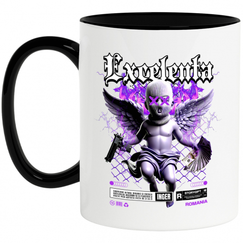 INGERI - Cana Personalizata Statuie Copil cu Aripi și Bani - Cadou Motivațional pentru Excelență și Succes