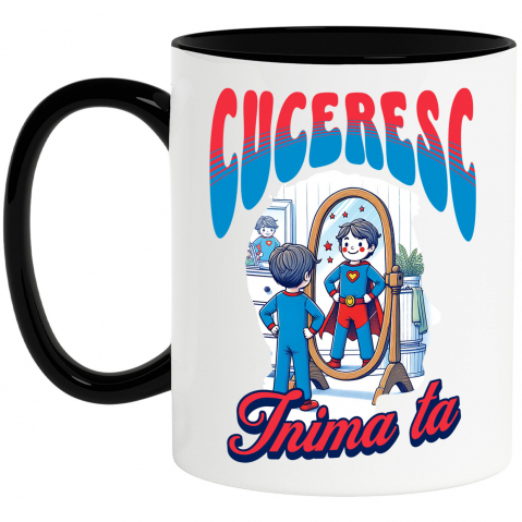 Copii - Cana Personalizata Copil în Costum Super-erou – Cadou Personalizat „Cuceresc Inima Ta” pentru Copii