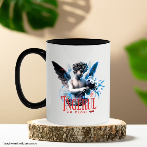 Cana Personalizata Statuie Copil Înger Cu Flori – Cadou Personalizat Aripi Buchet De Flori [2]