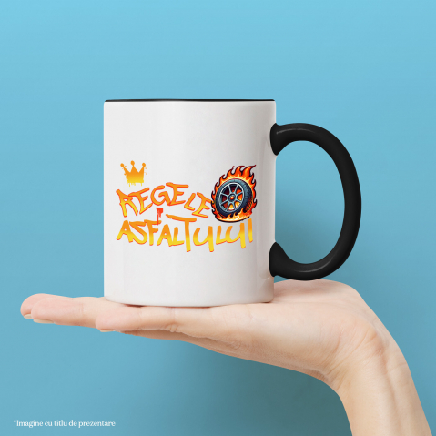 Cana Personalizata Tricou Coroană Regală & Cauciuc în Flăcări – Cadou pentru Pasionații de Curse [1]