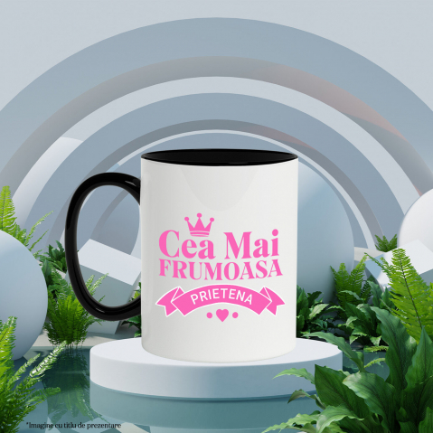 Cana Personalizata "Coroana Regală de Prințesă cu Inimioare Roz – Mesaj Personalizat ‘Cea Mai Frumoasă Prietenie’" [2]