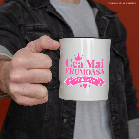 Cana Personalizata "Coroana Regală de Prințesă cu Inimioare Roz – Mesaj Personalizat ‘Cea Mai Frumoasă Prietenie’" [1]