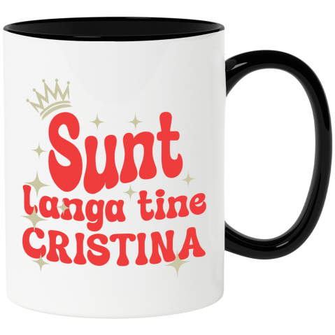 Prieteni - Cana Personalizata "Coroana Regală de Prințesă cu Stele Strălucitoare – Mesaj Personalizat pentru Cristina, Cadou Iubire și Susținere"