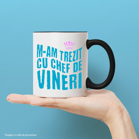 Cana Personalizata Coroana Regală Roz cu Mesaj Amuzant „M-am Trezit Cu Chef de Vineri” - Cadou Personalizat pentru Prințese [1]