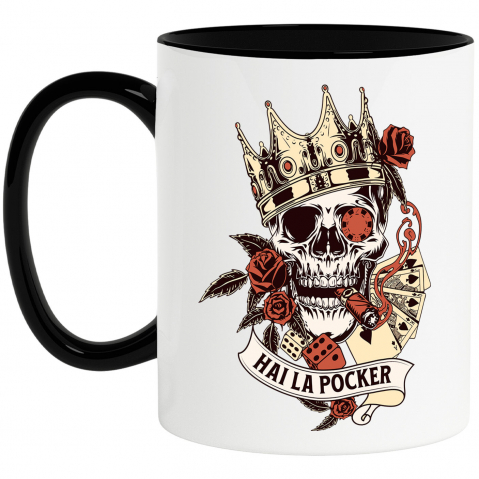 Mixed - Cana Personalizata Craniu Uman cu Coroană Regală și Poker - Cadou Personalizat „Hai la Poker” - Cadou cu Stil și Eleganță