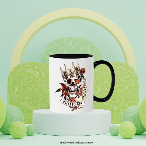 Cana Personalizata Craniu Uman cu Coroană Regală și Poker - Cadou Personalizat „Hai la Poker” - Cadou cu Stil și Eleganță [2]