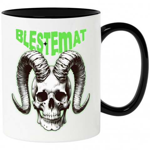 Halloween - Cana Personalizata Craniu Uman Mort cu Coarne Lung | Blestemat de Halloween