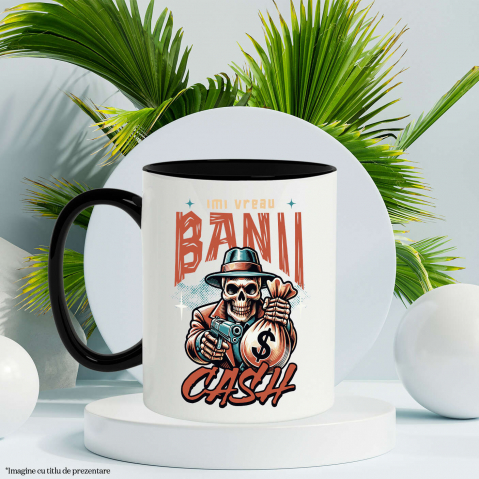 Cana Personalizata Craniu Mafiot cu Bani și Armă – Design Badass Personalizat [2]