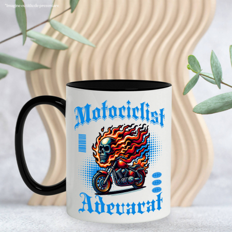 Cana Personalizata Craniu Uman și Motor Vintage în Flăcări – Pasiunea unui Motociclist [2]