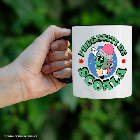 Cana Personalizata Creion Verde Cu Ghiozdan - Pregătit Pentru Școală și Educație | Cadou Perfect Pentru Copii [1]