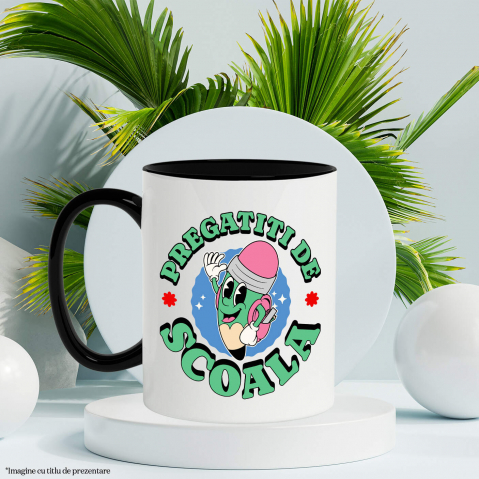 Cana Personalizata Creion Verde Cu Ghiozdan - Pregătit Pentru Școală și Educație | Cadou Perfect Pentru Copii [2]