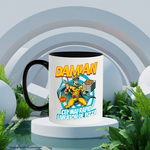 Cana Personalizata Cadou personalizat cu super erou livrator pizza | „Damian, cel mai rapid livrator de pizza” pentru tati și copii [2]