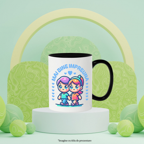 Cana Personalizata „Cuplu Animat Fericit Plimbare - Cadou Personalizat „Mai bine împreună” pentru Familie, Copii și Prieteni de Valentine's Day” [2]