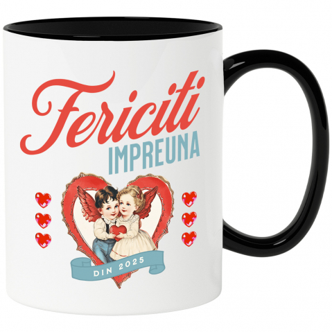 Cadouri Pentru Cupluri - Cana Personalizata Cuplu și Copii cu Îngeri și Inimă - Fericire și Dragoste În Familie din 2025