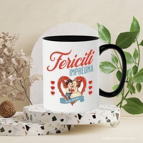 Cana Personalizata Cuplu și Copii cu Îngeri și Inimă - Fericire și Dragoste În Familie din 2025 [2]
