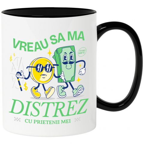 BANI - Cana Personalizata Cuplu cu Monedă de Aur și Bancnotă Verde – Cadou Distractiv și Simbolic pentru Familie și Prieteni