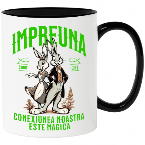 Căni - Cana Personalizata „Cuplu Iepuri Împreună – Cadou Personalizat Dragoste „Împreună, Conexiunea Noastră Este Magică” pentru Valentine's Day”