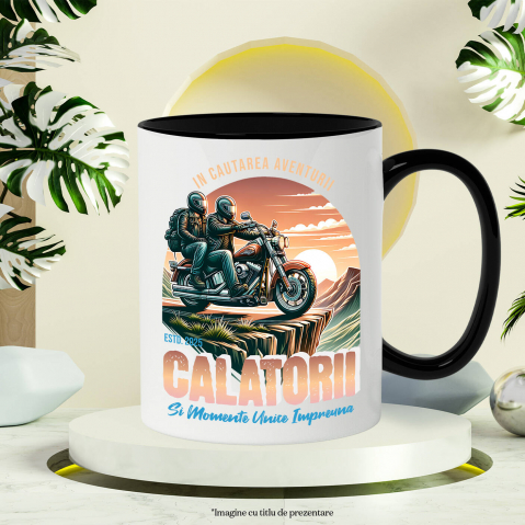 Cana Personalizata Cuplu Pe Motocicletă – Călătorie Romantică cu View Montan [2]