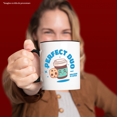 Cana Personalizata „Cuplu Perfect Pahar de Cafea cu Prăjitură 'Perfect Duo' – Cadou Personalizat pentru Familie și Cupluri” [1]