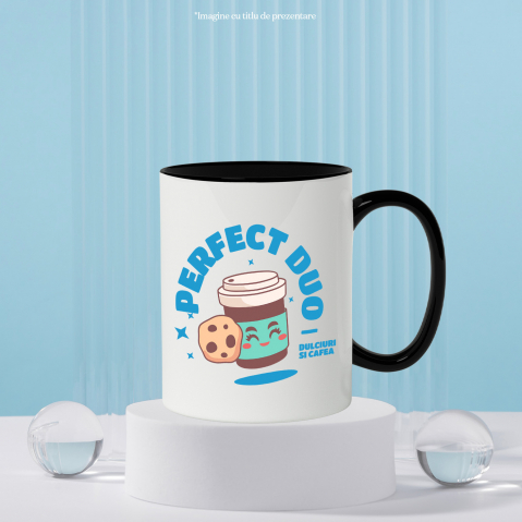 Cana Personalizata „Cuplu Perfect Pahar de Cafea cu Prăjitură 'Perfect Duo' – Cadou Personalizat pentru Familie și Cupluri” [2]