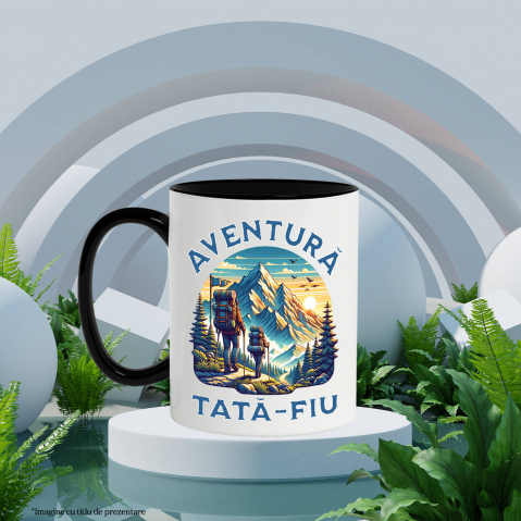 Cana Personalizata "Cuplu Sportiv prin Munți cu Rucsaci – Aventuri în Natură pentru Tată și Fiu" [2]