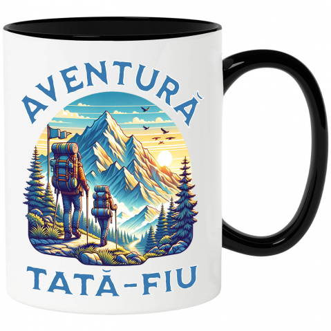 Calatorie - Cana Personalizata "Cuplu Sportiv prin Munți cu Rucsaci – Aventuri în Natură pentru Tată și Fiu"